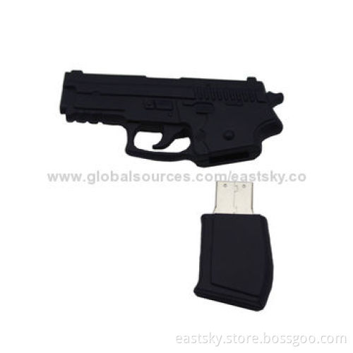 Custom Gun-shaped Thumb drive, made of soft PVC material, OEM orders welcomed